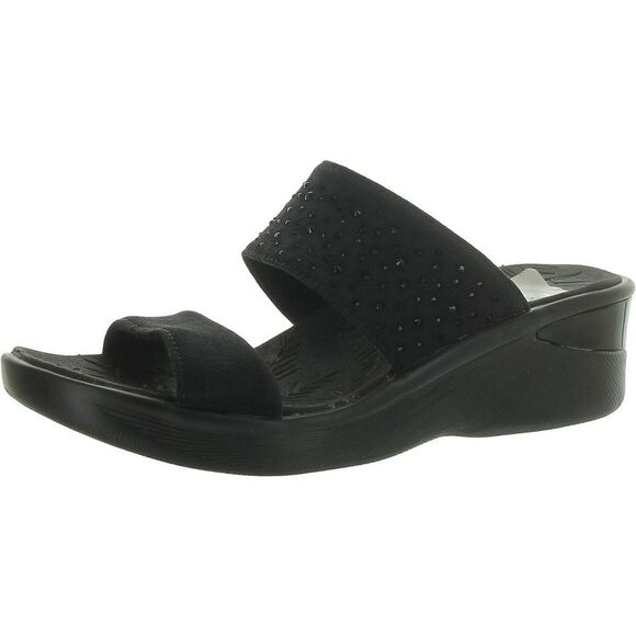 Sandalo Da Donna In Camoscio Stampato E Laminato Nero Con Cinturino Plateau E Zeppa 9 4602a569